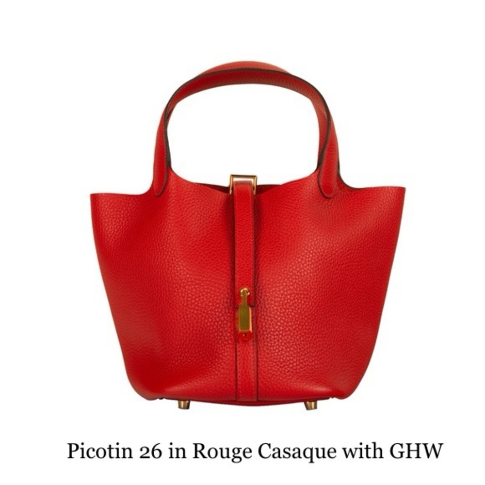 SOLD!! Hermès Picotin 26/GM in Rouge Casaque with Gold Hardware